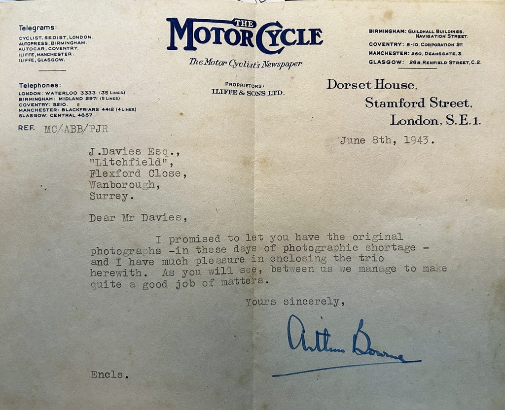 Letter from editor The Motor Cycle - June1943