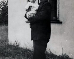 Jack holding his son Alfred - 1938 at their home Elm Grove, Normandy